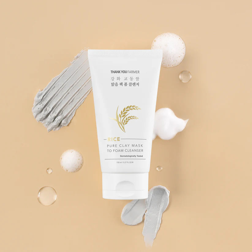 Rice Pure Clay Mask To Foam Cleanser – (150ml)